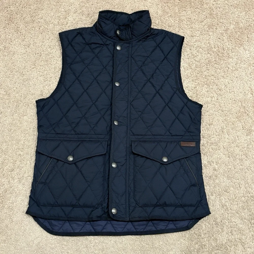 Polo Ralph Lauren Diamond Quilted Vest Men's Medium Blue Full Zip Snap Iconic